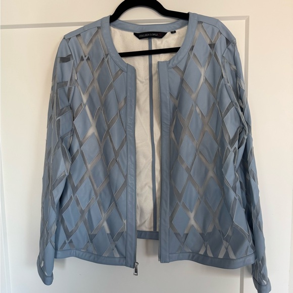Colleen Lopez Blue Quilted Faux Leather Jacket - Picture 2 of 6